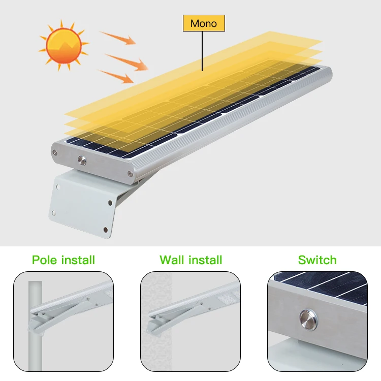 BOSUN Outdoor ip65 waterproof Hight Lumen solar led street lamp light 50w 60watt 80w solar led street light
