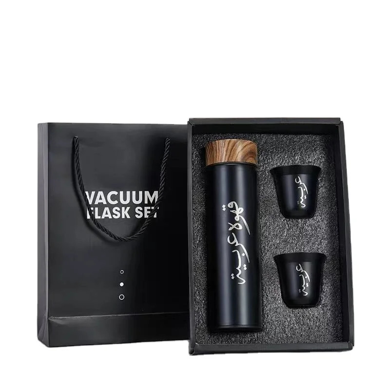 Free Logo Engrave Saudi Arabia Espresso Coffee Cups Double Wall Stainless Steel Coffee  Thermos and Cups Gift Set