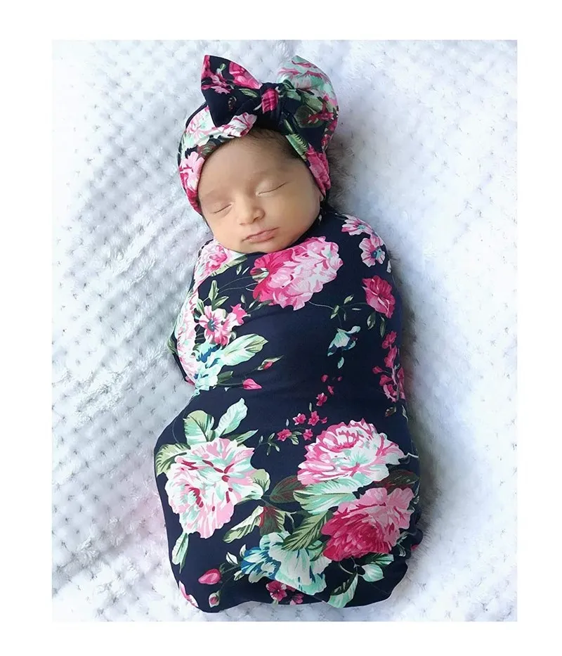 jersey bamboo cotton swaddle blanket in solid or printing baby wrap