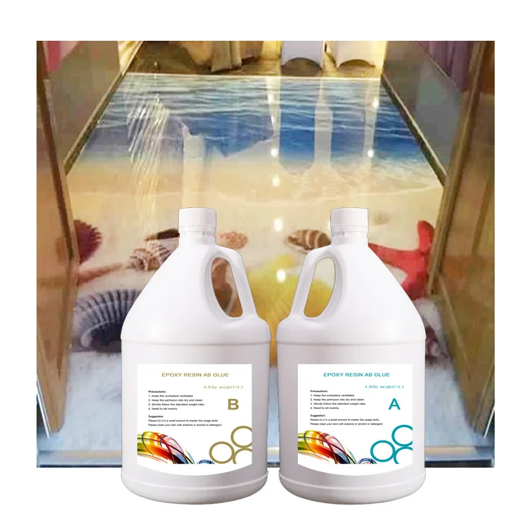 Low Price Transparent 100% Clear Epoxi 3D Marble Floor Image Home Coating Epoxy Resin and Hardener