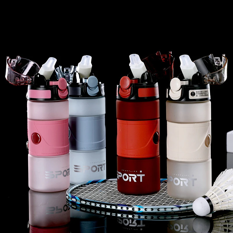New Design Leak-proof Sport Water Bottle With Straw Plastic Milk Fruit Gym Bottles Tour Outdoor Bicycle Sports Drinkware