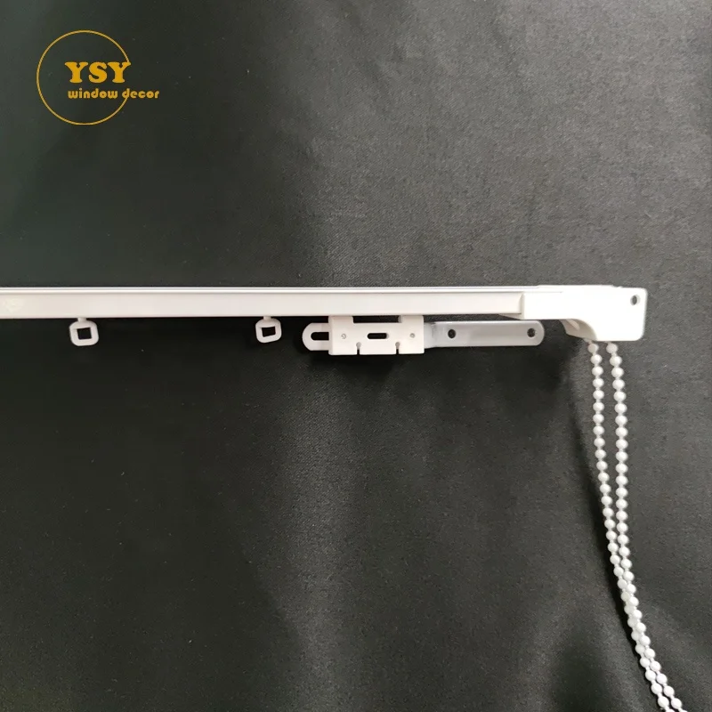 Heavy Duty Ripplefold S Wave Carrier Aluminum Silent Cord Operated Curtain Track System With Pulley