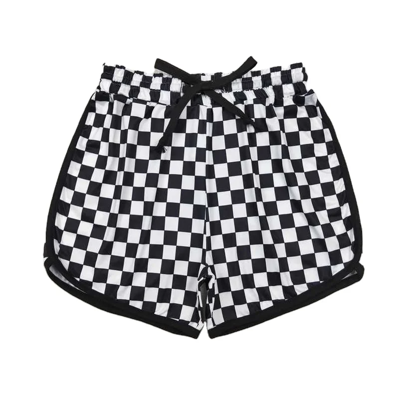 SS0279 модные удобные и качественные женские шорты для взрослых черно-белые клетчатые с принтом детской одеждой Rts No Moq