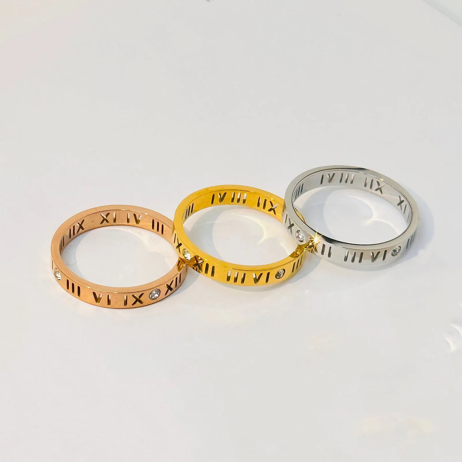 YW Fashion Ring Titanium Steel Material Indelible Roman Numeral Ring Gold Rings For Women