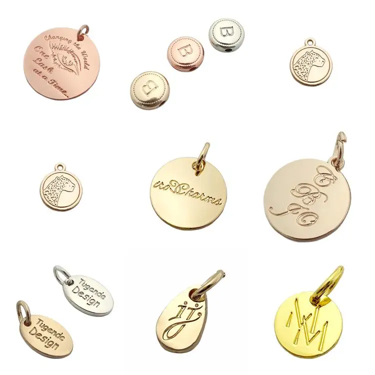 Fahion Design Made Custom Silver logo Stamped Metal Jewelry Tags for Pendant / Necklace