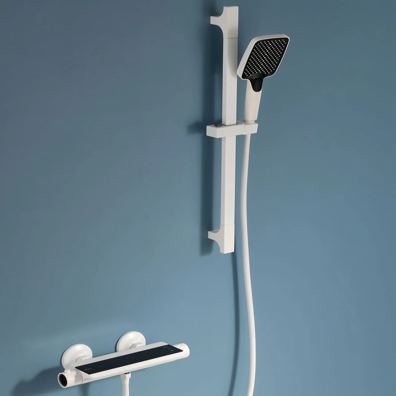 Ningjie newest  wall-mounted brass thermostat bath shower set bathroom shower faucet