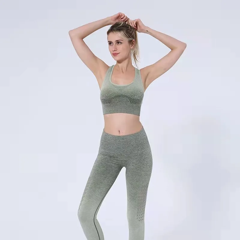  Женские дышащие леггинсы для тренировок INYOGA 2 шт. бесшовные с эффектом омбре спорта фитнеса тренажерного
