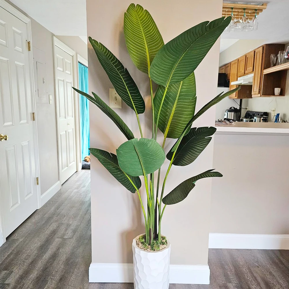 PZ-2-5 Home Office Decor Tall Real Touch Faked Bird of Paradise Plant in Pot Realistic Artificial Tropical Palm Trees