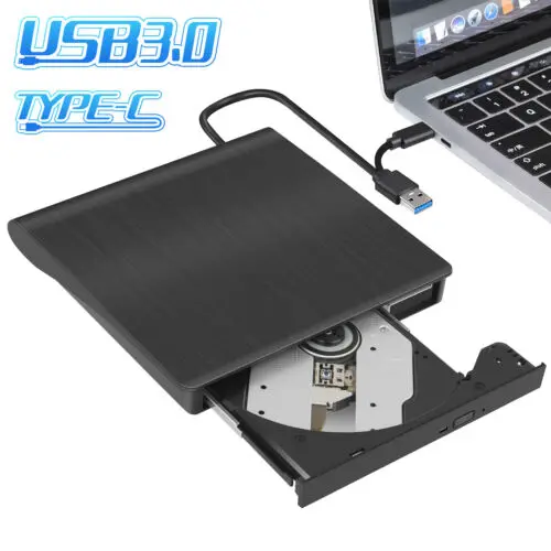 Тонкий внешний CD/DVD-накопитель USB 3,0 + USB-C TYPE-C двухинтерфейсный плеер считыватель для ноутбука Mac HP