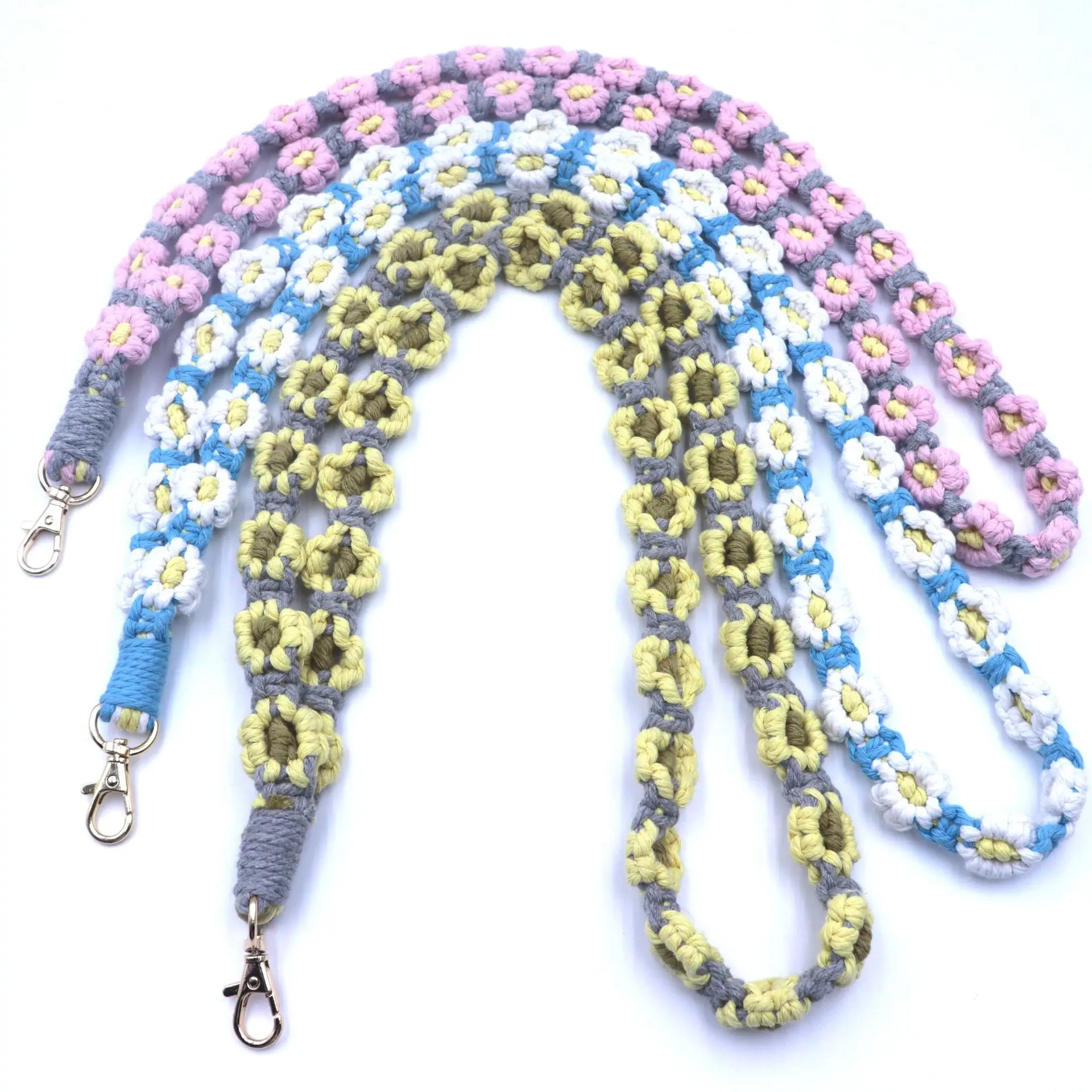 Wholesale Flower Style Woven Cross body Mobile Phone Chain Strap Cell Phone Lanyard Phone Lanyard Neck Strap