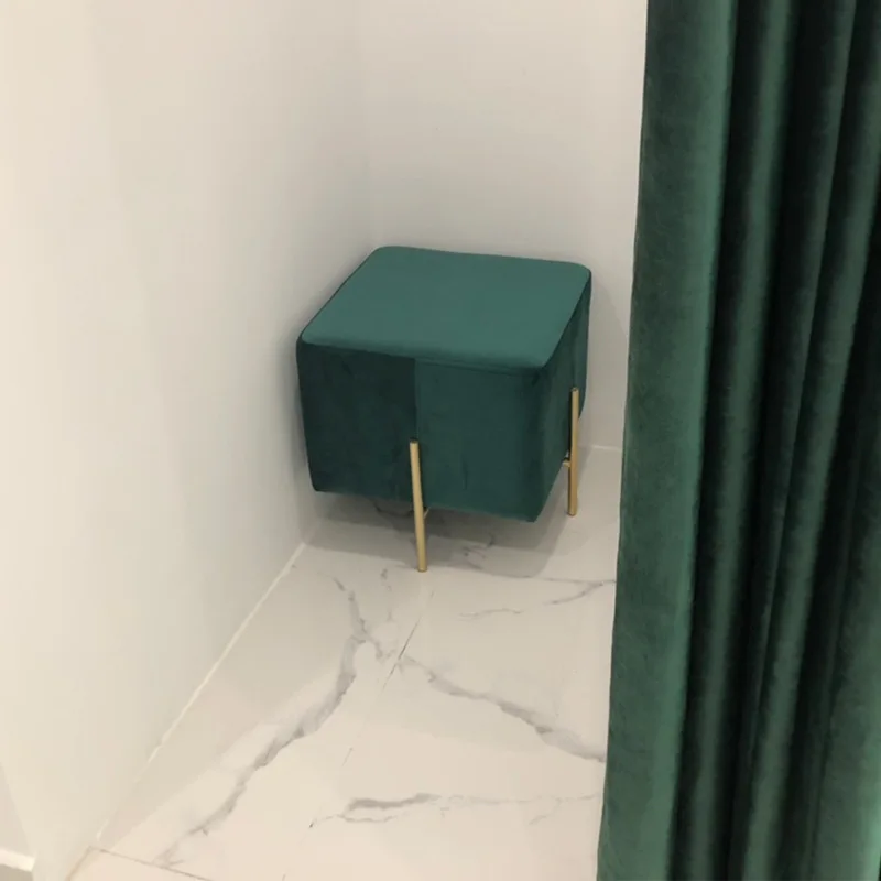 Glam Pouf Ottoman Velvet Upholstered Solid Color Square Ottoman with Metal Legs living room furniture Home Decor leisure sofa