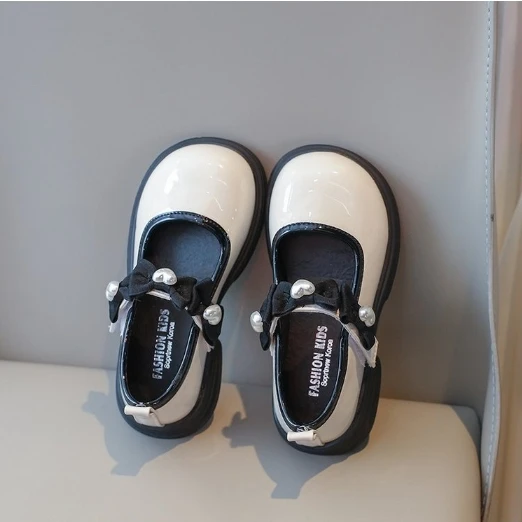 Student Leather Shoes Retro girls shallow mouth Velcro school round head flat girls school shoes for women women school shoes
