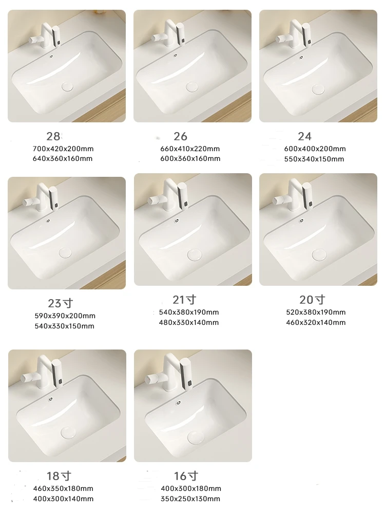 16inch China Wholesale Low Price Small Rectangular Porcelain Under Mount Counter Wash Basin Bathroom Ceramic Undermount Sink