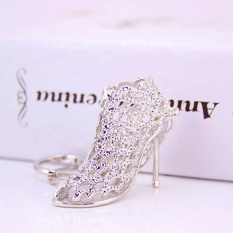 New Fashion  High Quality Bling Promotional Rhinestones Women High Heel Shoes Metal Keychain
