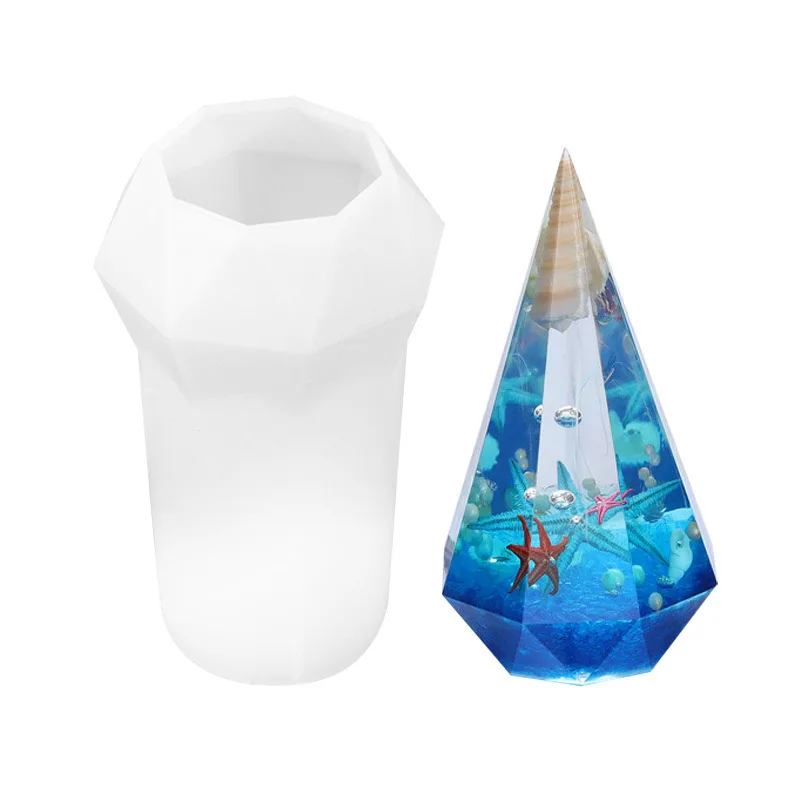 Amazon DIY Diamond Cone Dropper Mold High Mirror Geometry Octagonal Cone Silicone Mold Moulds Cake Tools Silicone Mold for Candy