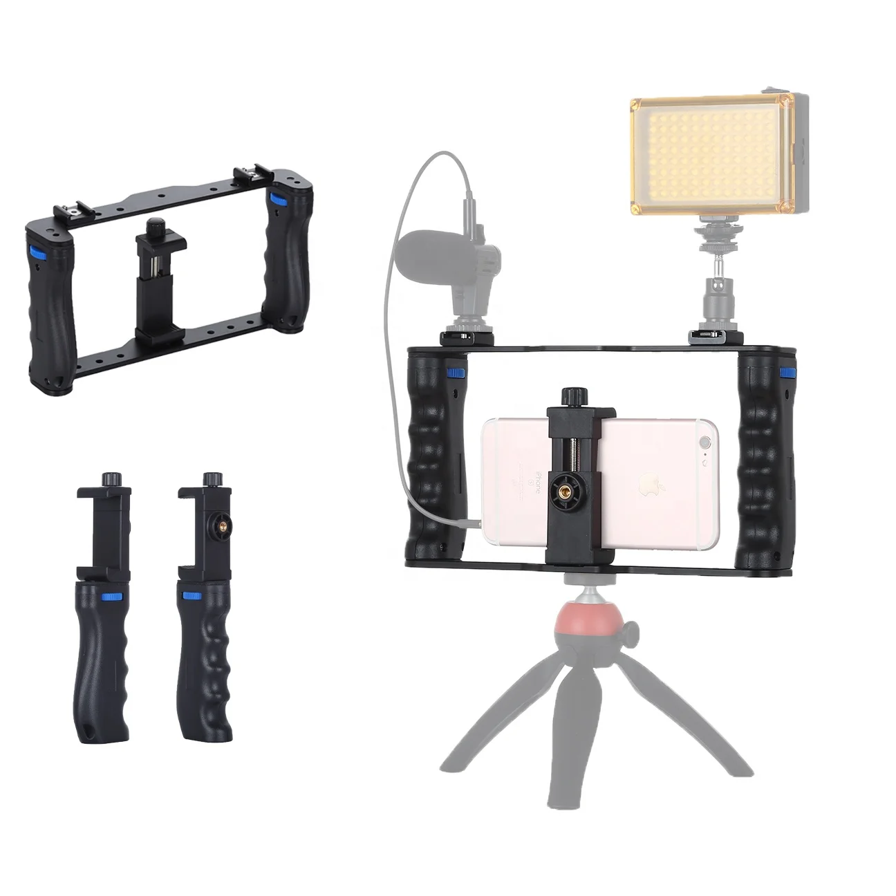 
Black Plastic Mobile Phone Handle Stabilizer Bracket Stand Smartphone Cage 