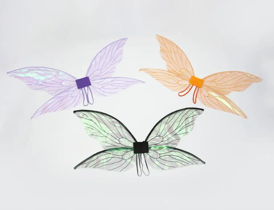 Fairy Clear Wings for Girls Dress Up Party Decorations Sparkling Butterfly Sheer Wing Angel Halloween Cosplay Costumes Props