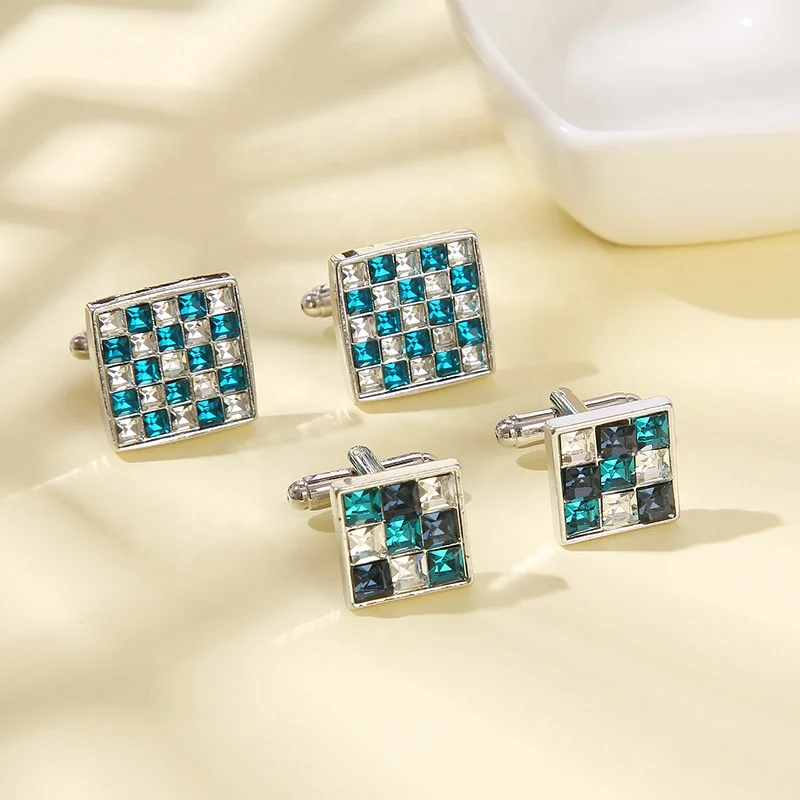 Wholesale cufflinks saudi arabia square colored diamond zircon cuff links 2023 hot selling reasonable price llb cufflinks