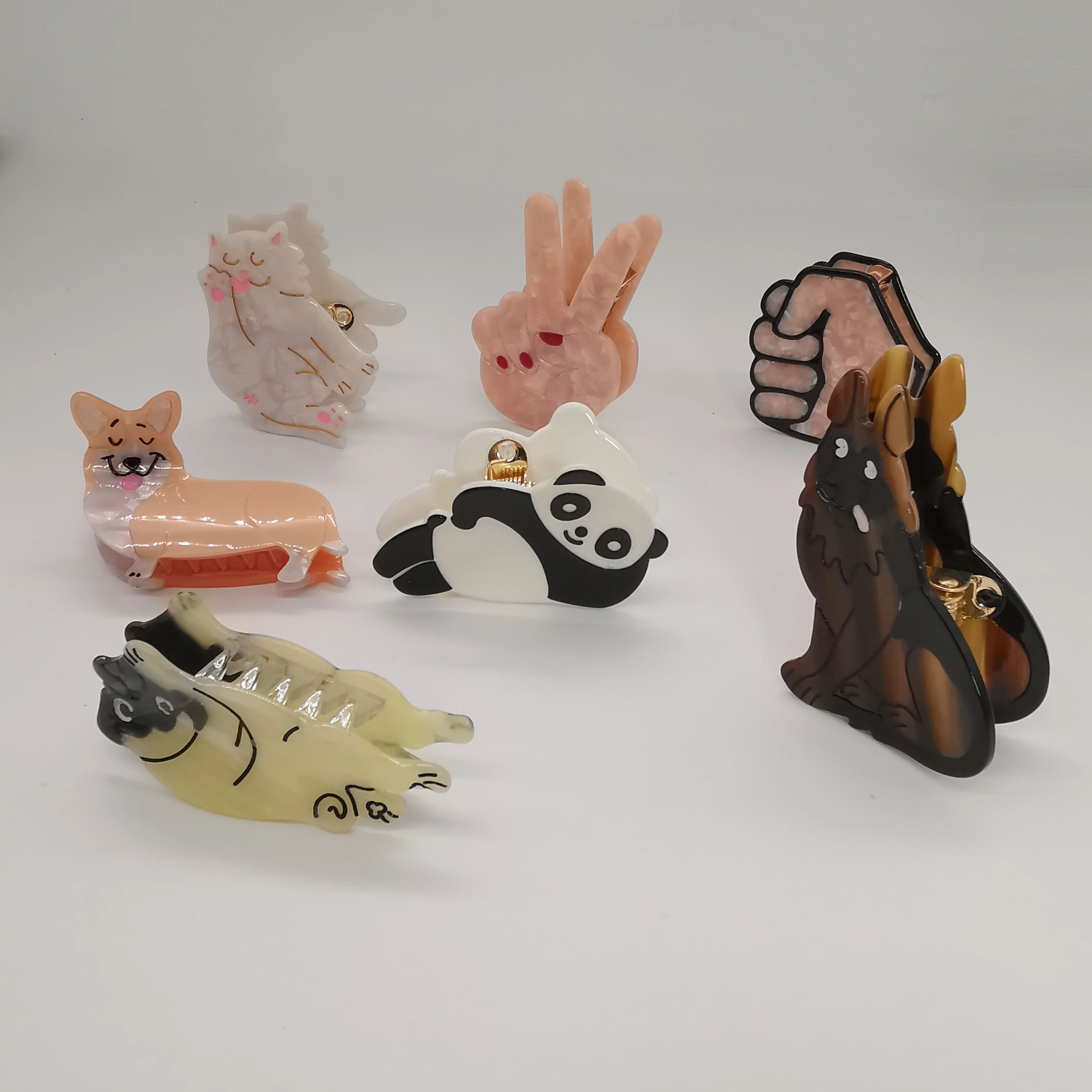 Custom Cellulose Acetate Acetic Acid hair claw Pet Dog cat pet Cartoon hair claw clips for thick hair