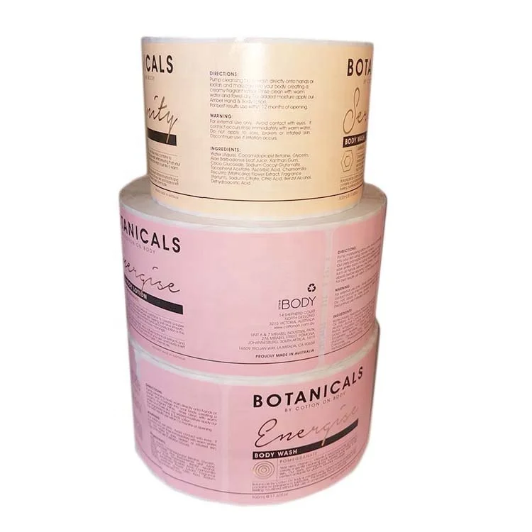 Brand product vinyl rose gold hot stamping matt sticker label for body wash products