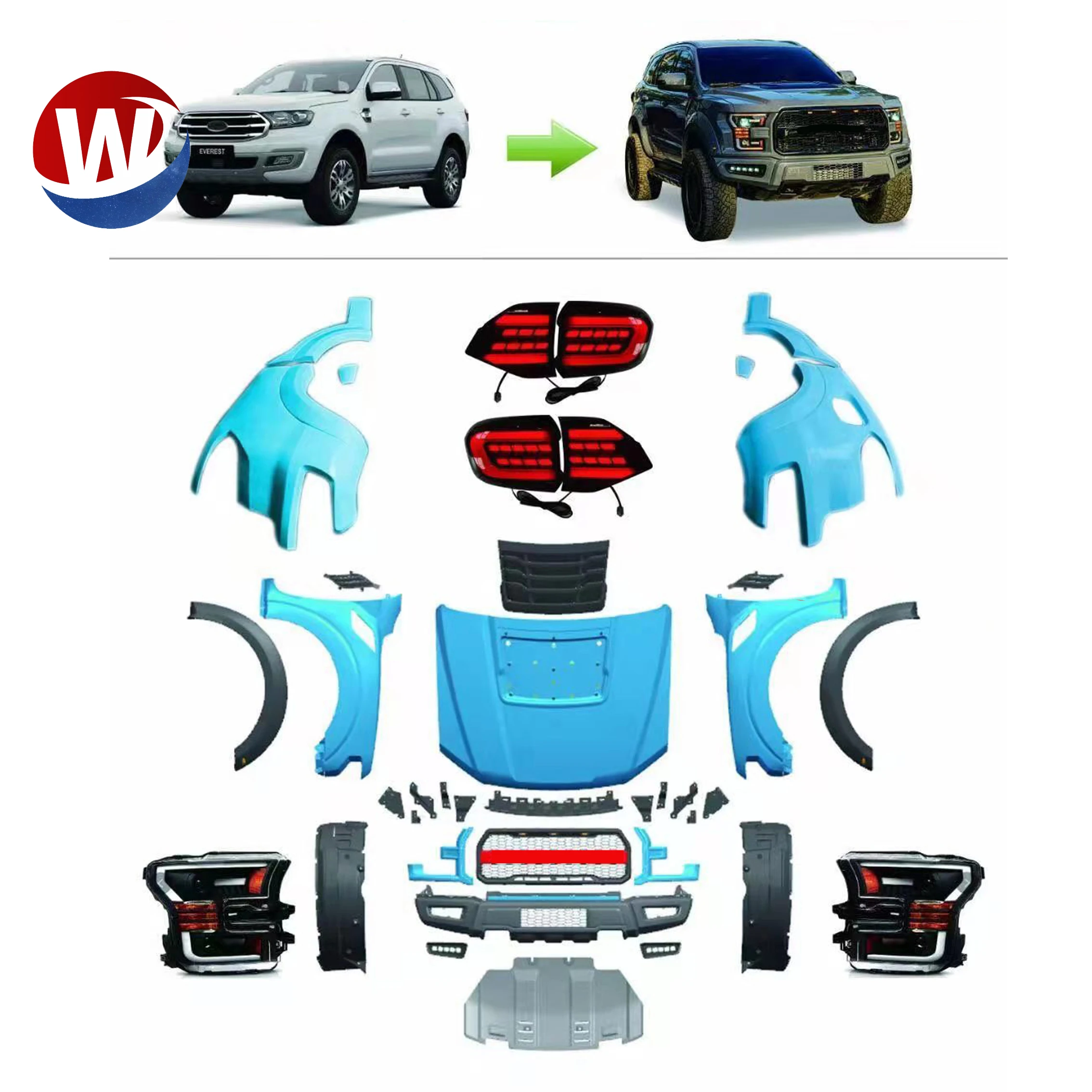 Новое поступление Комплект кузова для ford everest upgrade to ford F150 raptor style передний бампер задний бампер SUV body kitss 4x4 offroad