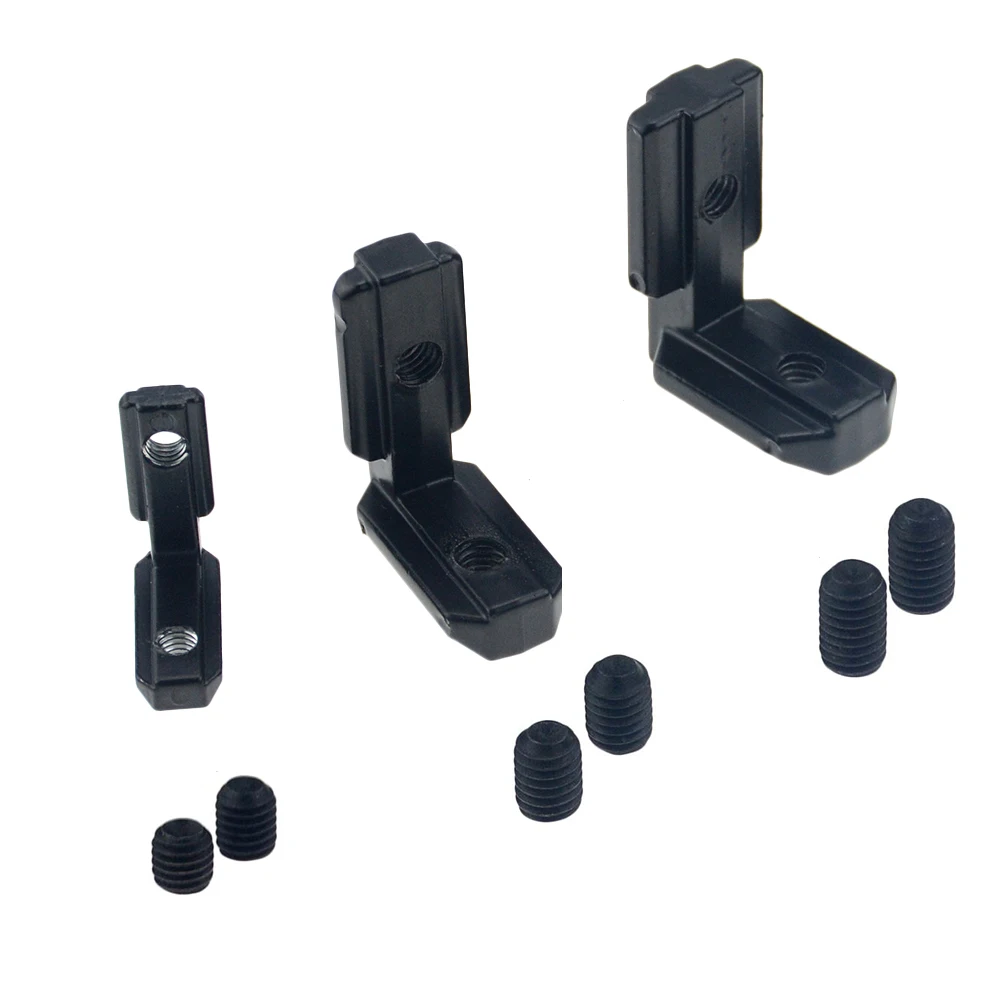 1PC Black L Shape Interior Corner Connector Joint Bracket with screws for 2020 3030 4040 EU Aluminum Profile