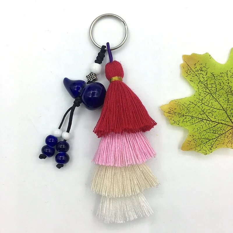 
Fashion charm color tassel multi-layer cotton tassel decoration diy keychain earrings ethnic style hanging custom tassel 