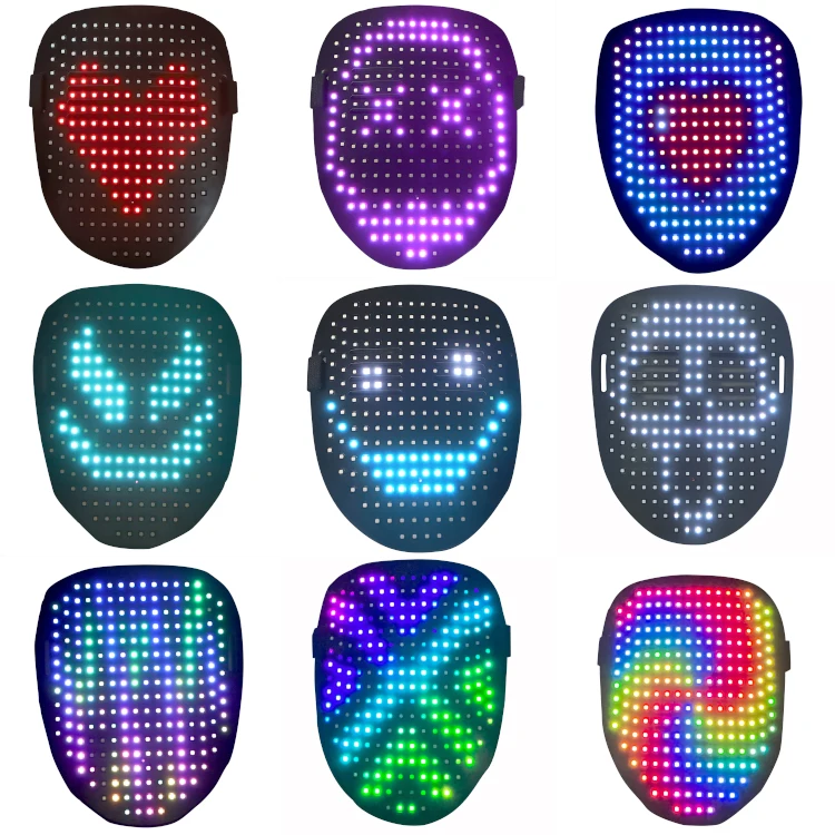 Wholesale Fashionable Full Face LED Light Glowing Mask Halloween Cosplay Party Rechargeable WiFi Gesture Sensor Mask Masquerade