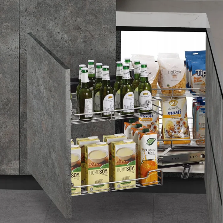 Угловая выдвижная корзина из нержавеющей стали