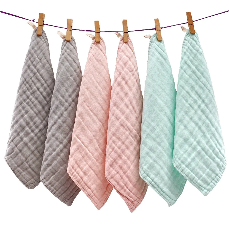 Pure  Muslin  Cotton Bib Towel Baby 6-Layper Wash Face small Towel