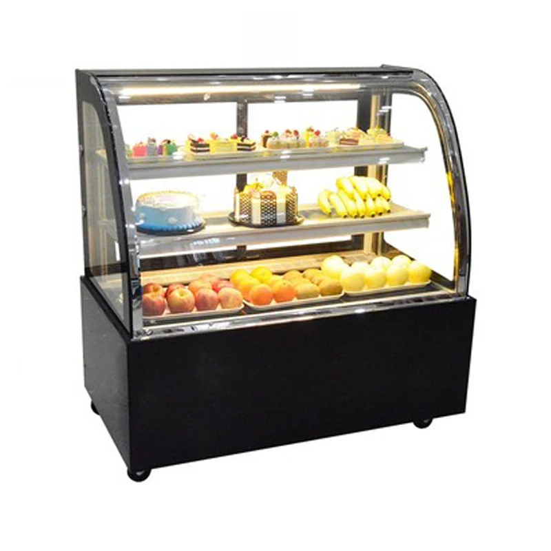 Commercial Luxury Cake Showcase Display High Grade Curved Glass Door Multideck Pastry Showcase For Commercial Sandwich Store