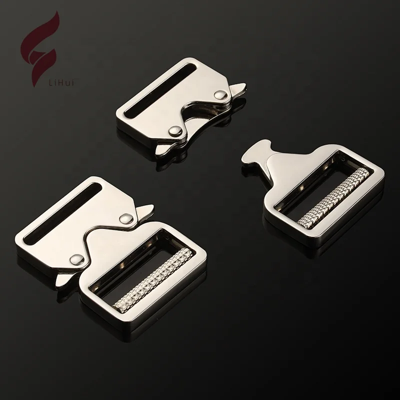 Lihui side release buckle and adjuster buckle wholesale custom belt buckle engine logo metal for men shoes collar