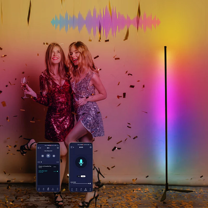 Amazon Hot Selling Nordic Minimalist Sanding Floor Lamps  Modern Luxury Led RGBW Corner Triangle Floor Lamp