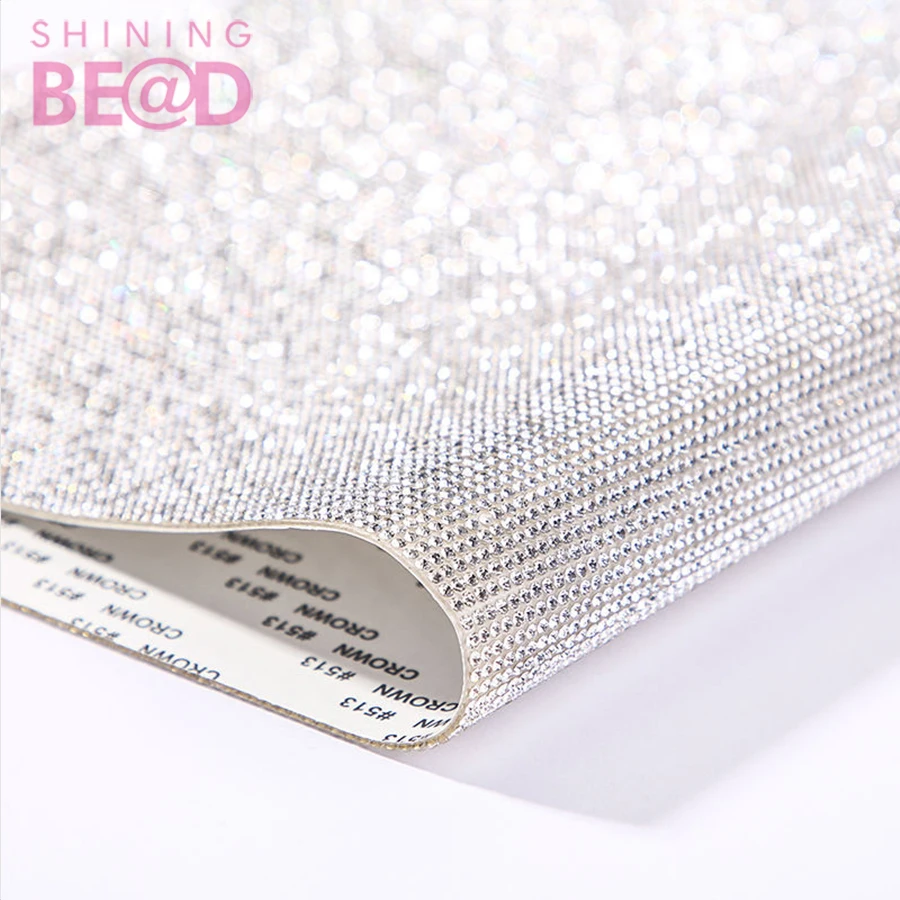 Wholesale 24X40cm Rhinestones Mesh Self Adhesive AB Crystal  Sheet For Garment/Bag/Shoe