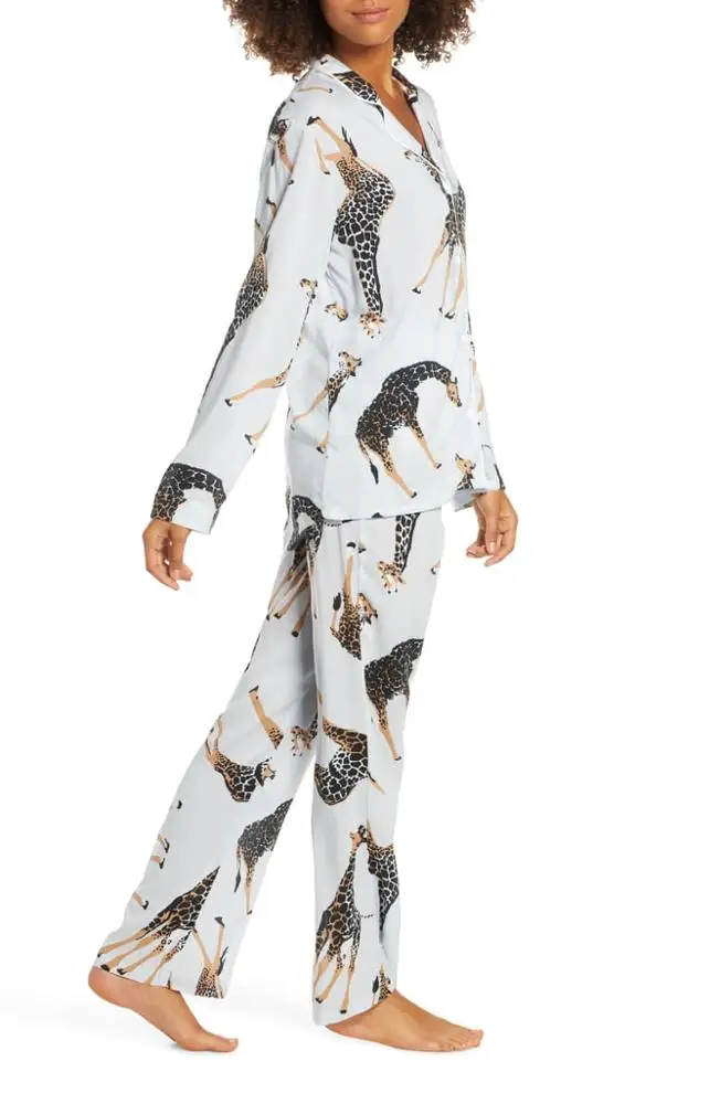 Custom Made Printed Pajamas Women Cotton With Piping Private Label Pajamas Cotton Soft Sleepwear Women