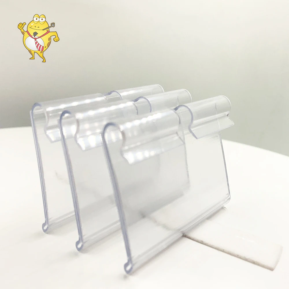 clear plastic shelf label holder for supermarket shelves hook price tag holder