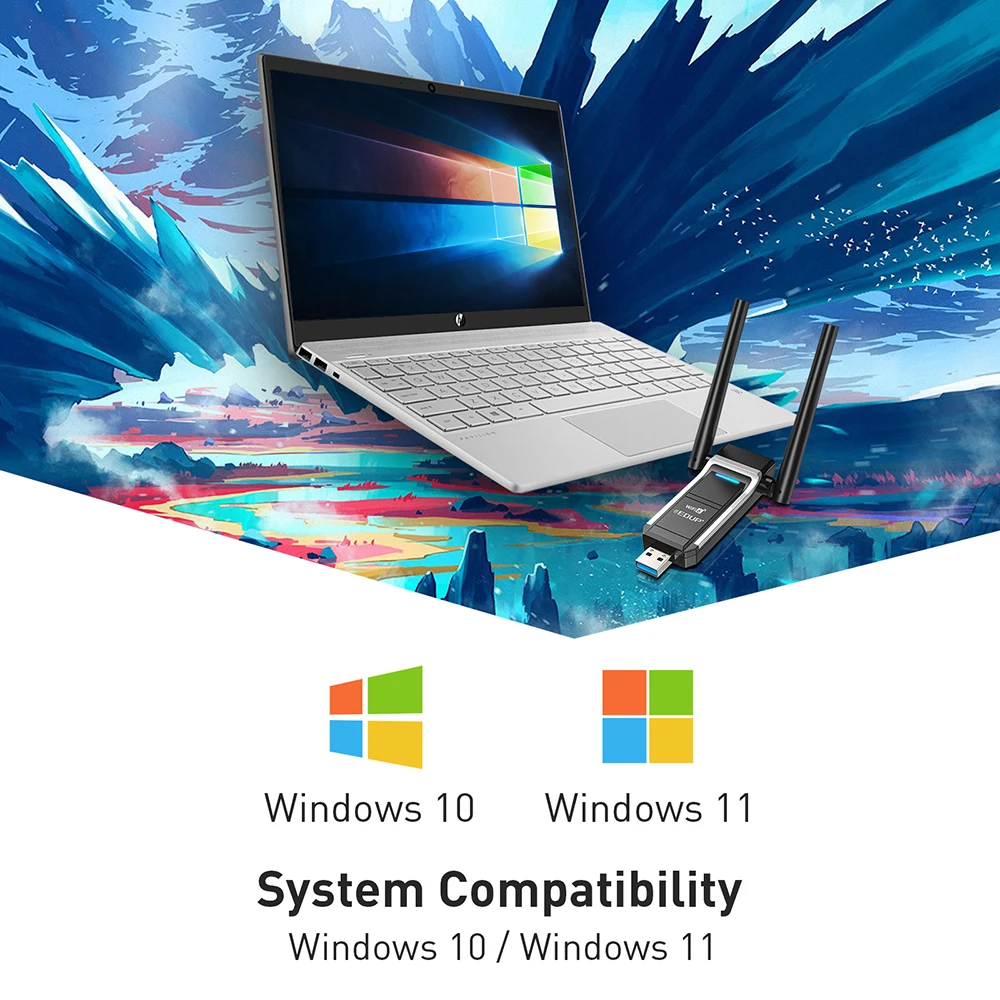 WiFi 6 USB Adapter 1800Mbps 2.4G/5GHz Dual Band 802.11AX Wireless Wi-Fi Dongle Network Card USB 3.0 WiFi Adapter For Windows 11