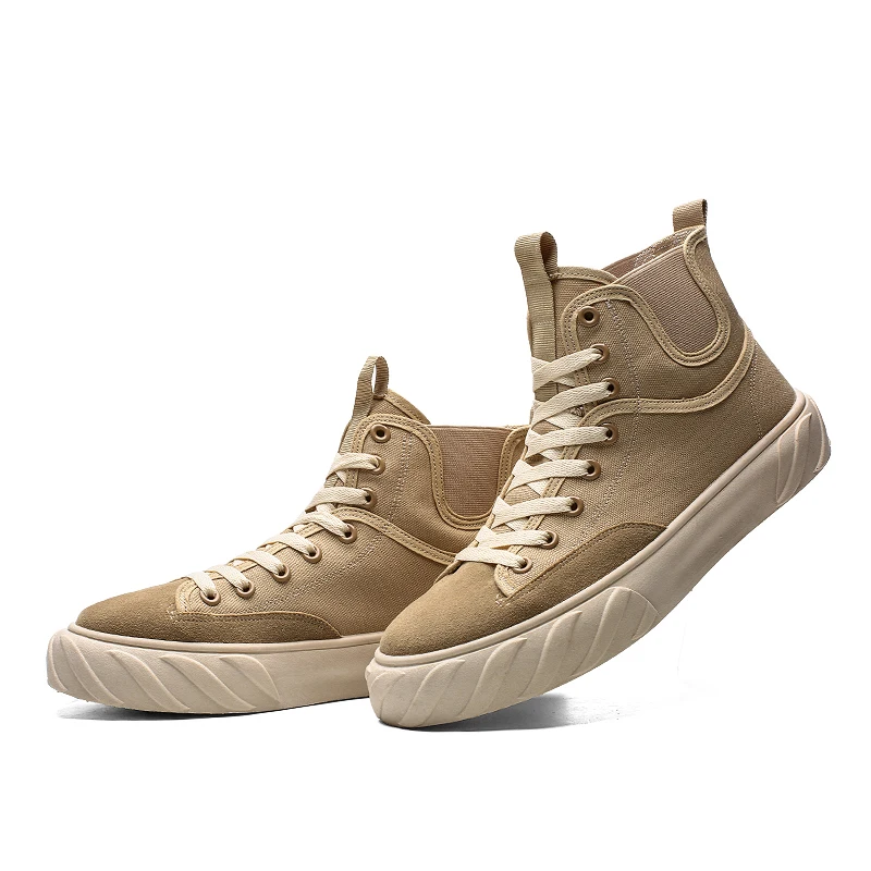 Мужские высокие Повседневные Дышащие туфли, Корейская версия, парусиновые Нескользящие уличные туфли на ремешках для студентов, новинка 2019, au