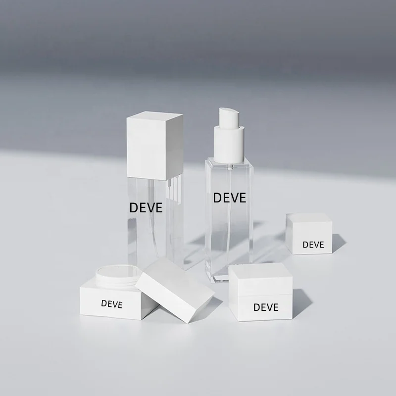 Custom recycled new empty skin care frosted white lotion pump square plastic spray bottle  manufacturer 15ml 30ml 50ml 100ml 50g