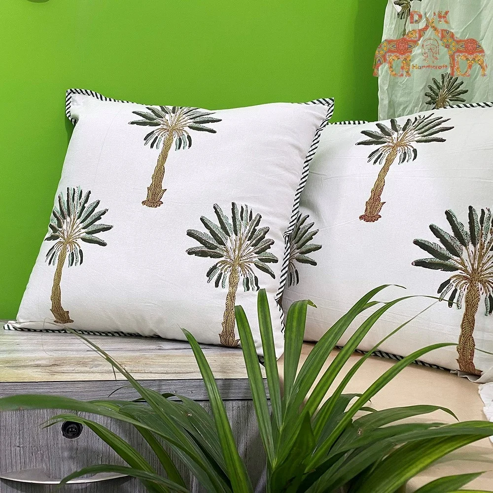 Luxury cushion cover cotton hand block print cushion cover sofa car home hand made cushion cover