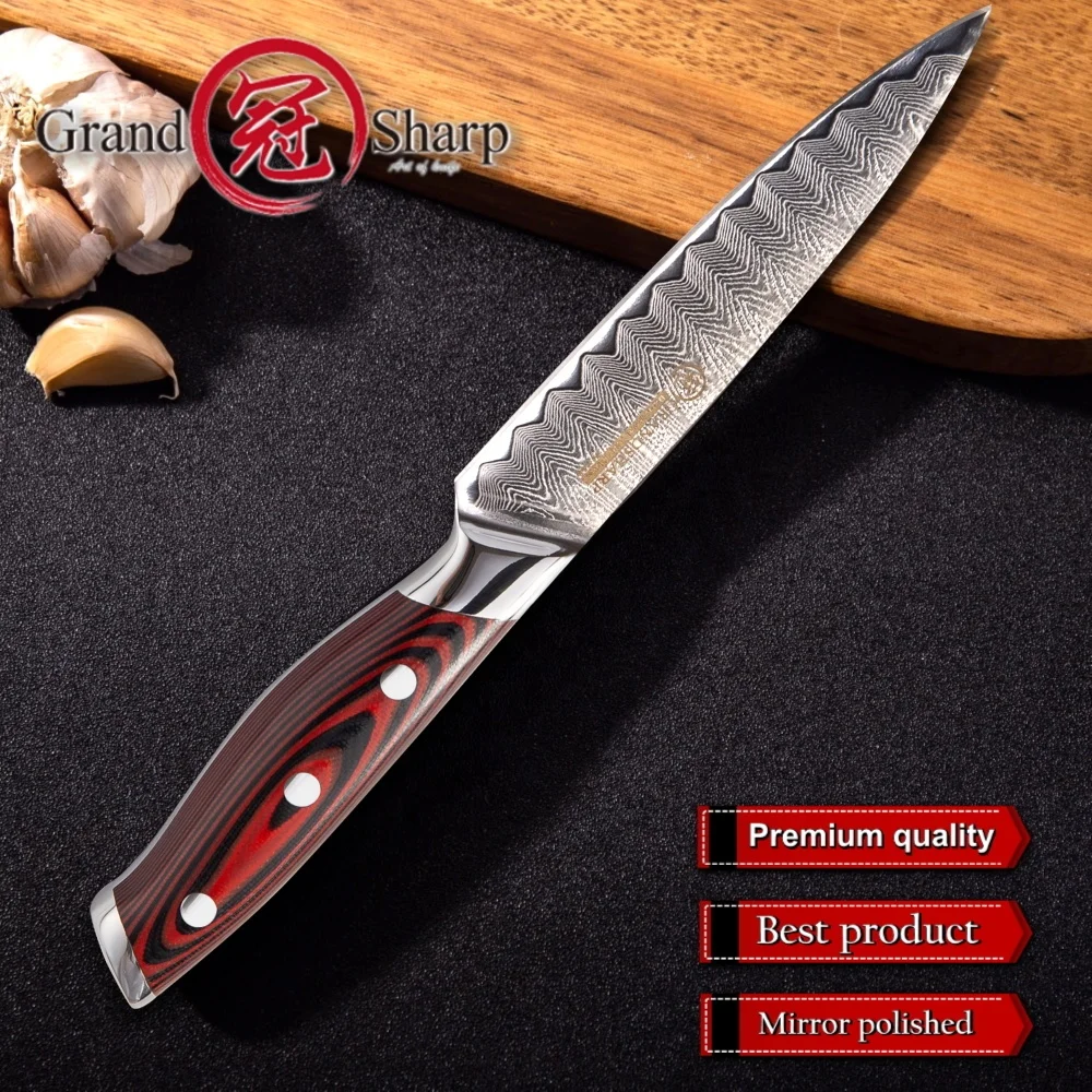 Damascus Kitchen Knives 4 Pcs Steak Knife Set 67 Layers VG10 Japanese Damascus Steel Red G10 Handle Kitchen Knives Cutlery Tools