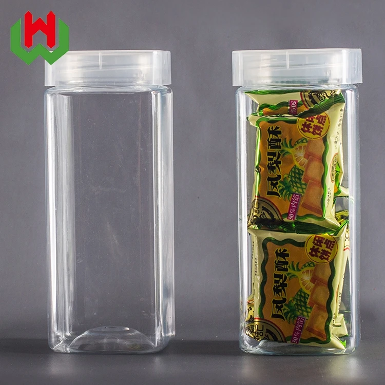 Transparent Round PET Jar Eco-Friendly 500ml Capacity Empty Candy Plastic Container for Stickers Noodles Cream Cookie Usage