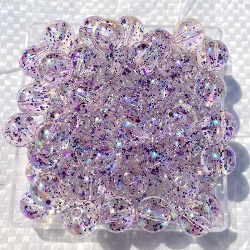 Retail Bulk Price Plastic Acrylic Transparent Glitter Beads for Chunky Baby Bracelet Necklace Making