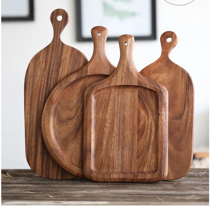 Walnut wooden Toasted tomahawk steak Pizza Cut fruit bread cutting plate  board