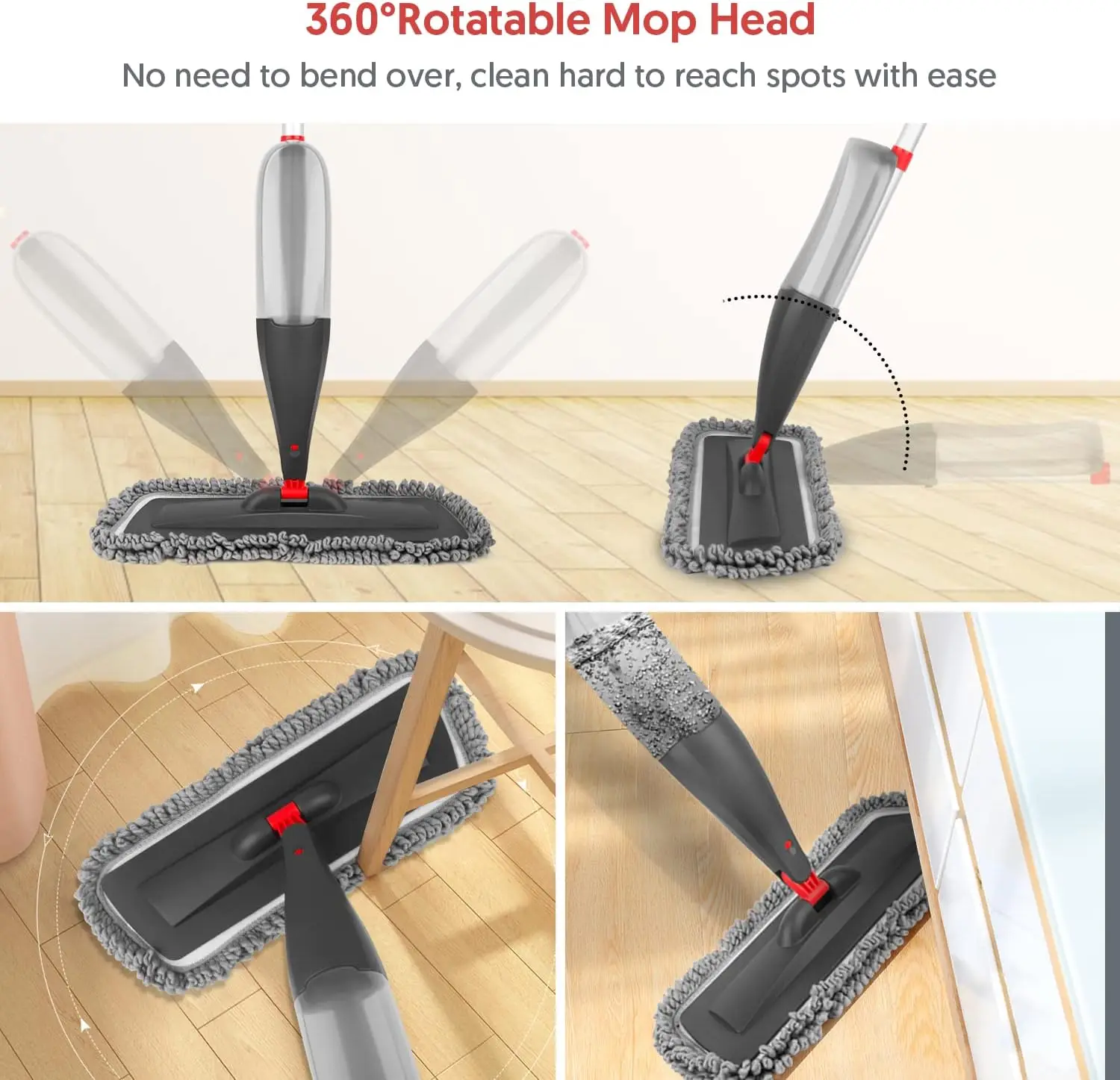 Hot Sale Microfiber Pads 360 Degree Spin Mop Floors Wet Dust Mops for Hardwood Floor Cleaning