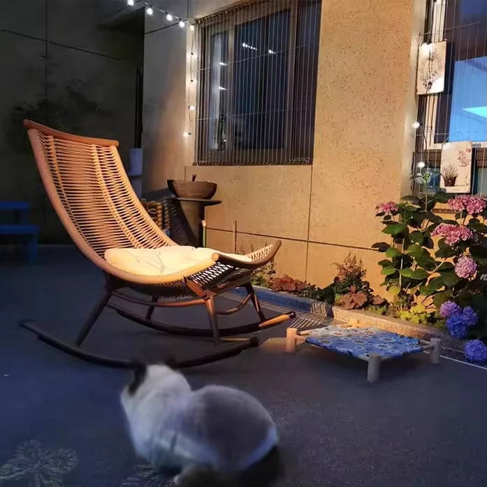 Rattan Outdoor Rocking Chair Adult Lounge Chair Leisure Home Balcony Sofa Chair Living Room