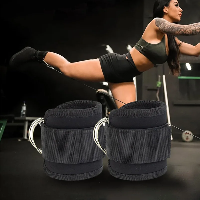 Wholesale Adjustable Ankle Cuffs Neoprene Padded Custom Gym Ankle Straps  For Cable Machines