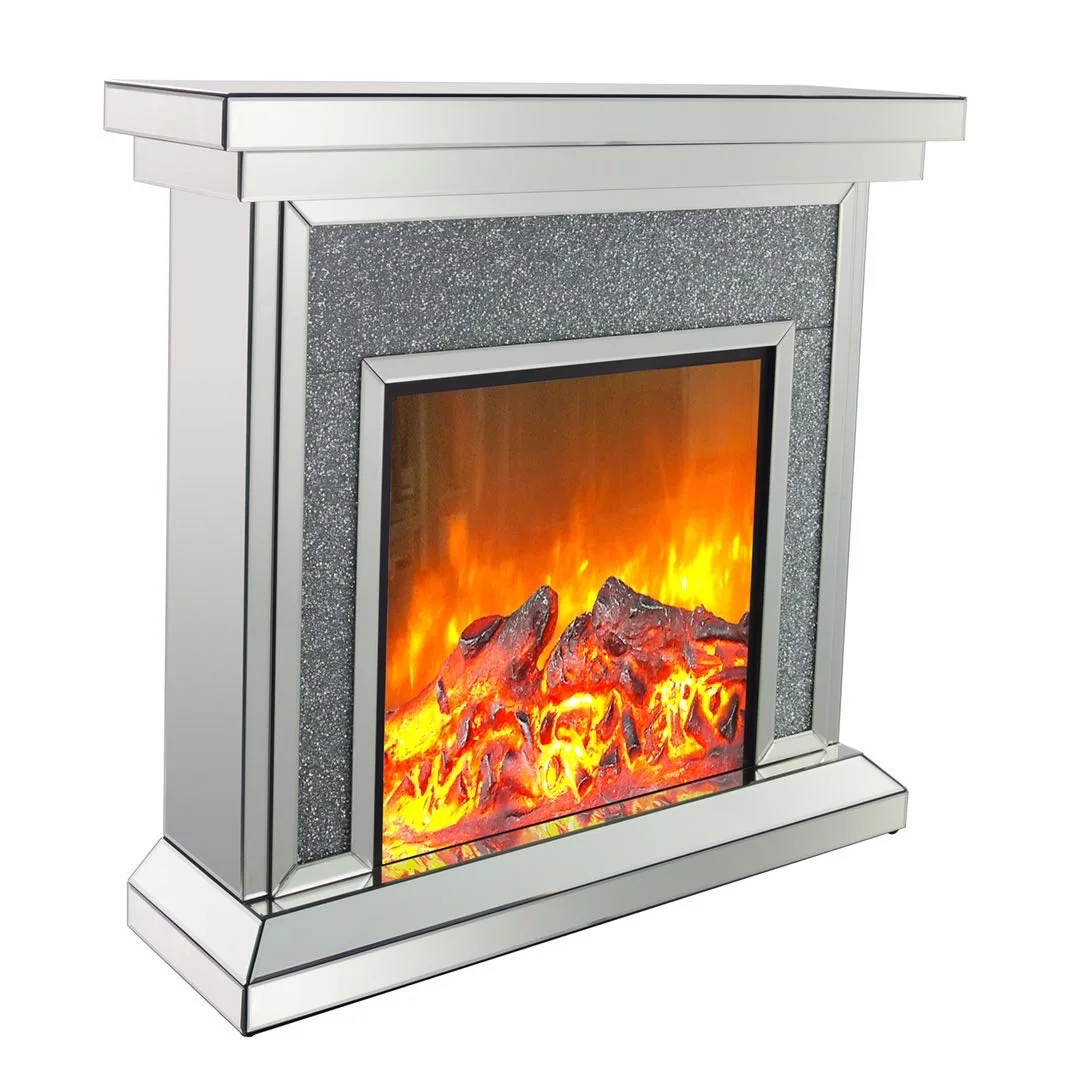 Led Light Electric Fireplace Flame Effect Modern High Quality 220 240V Glass Mirrored Living Room Electric Fireplace for Hotel