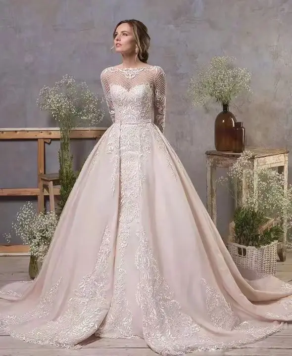 2024 Европейское и американское свадебное платье сексуальное кружевное