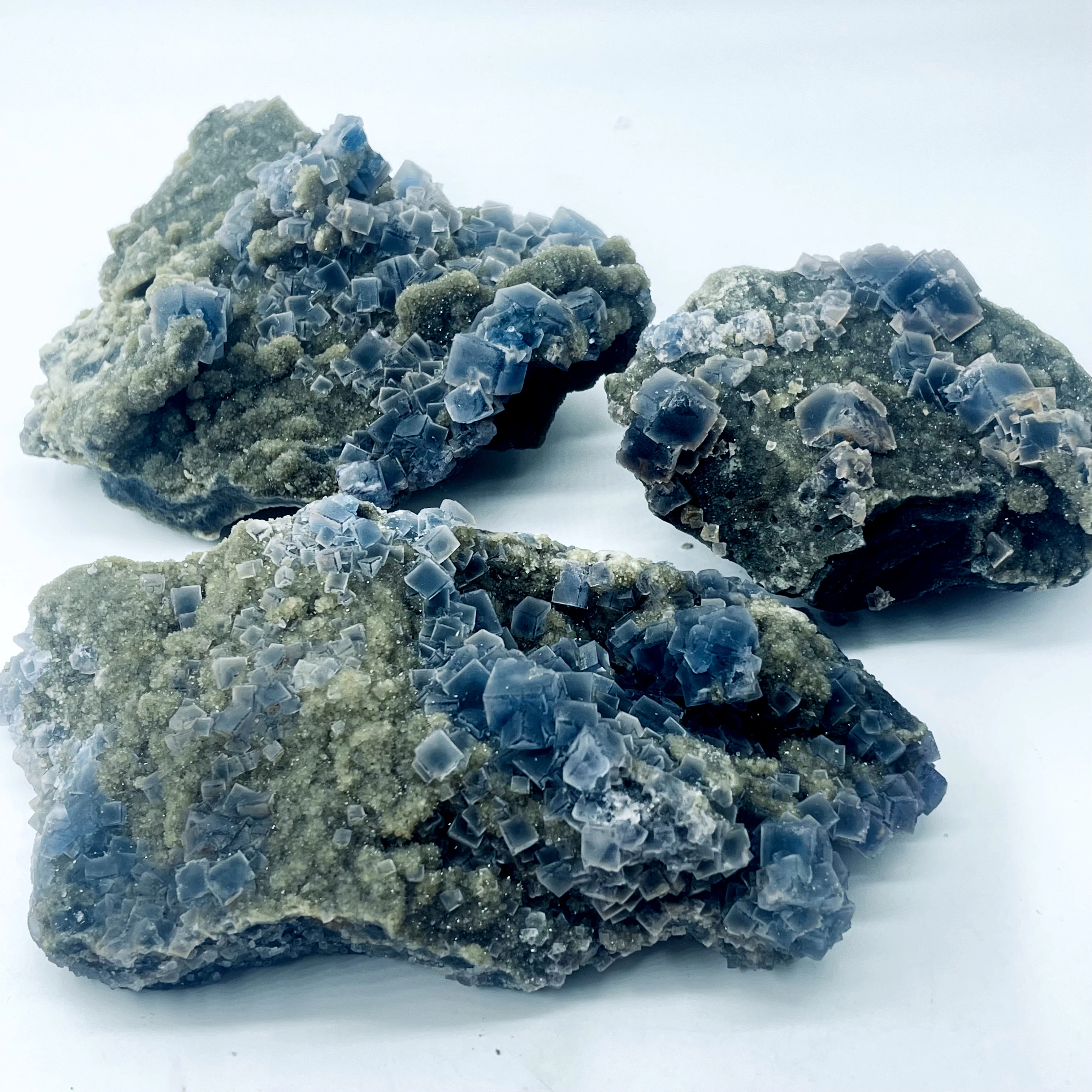 Natural Healing Crystal Mineral Specimen Gemstone Cluster Blue Fluorite Cluster